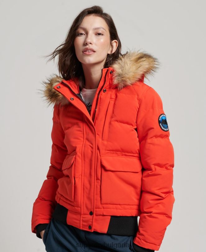 Superdry облекло N00H3750 оранжево Жени яке Everest с качулка и пуфър
