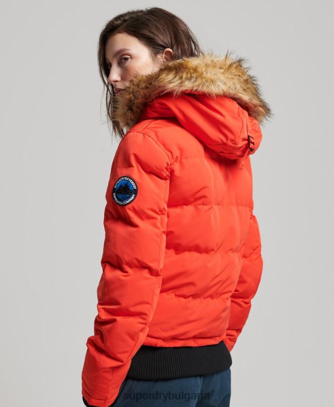 Superdry облекло N00H3750 оранжево Жени яке Everest с качулка и пуфър