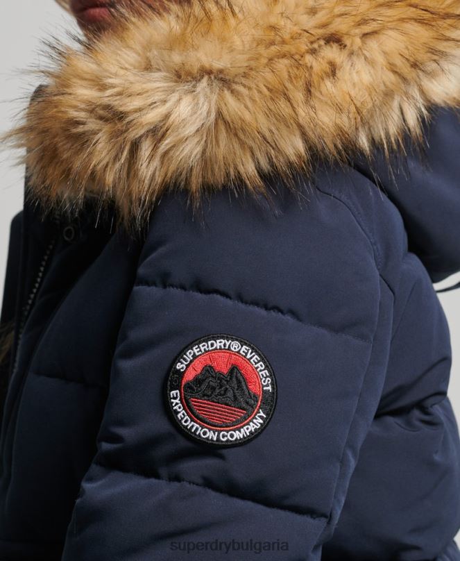 Superdry облекло N00H3752 военноморски флот Жени яке Everest с качулка и пуфър