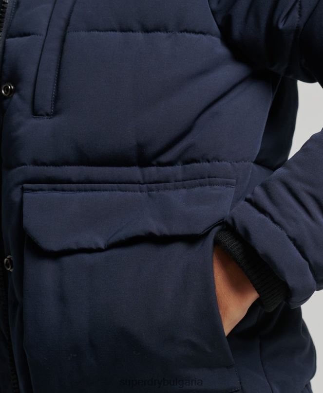 Superdry облекло N00H3752 военноморски флот Жени яке Everest с качулка и пуфър