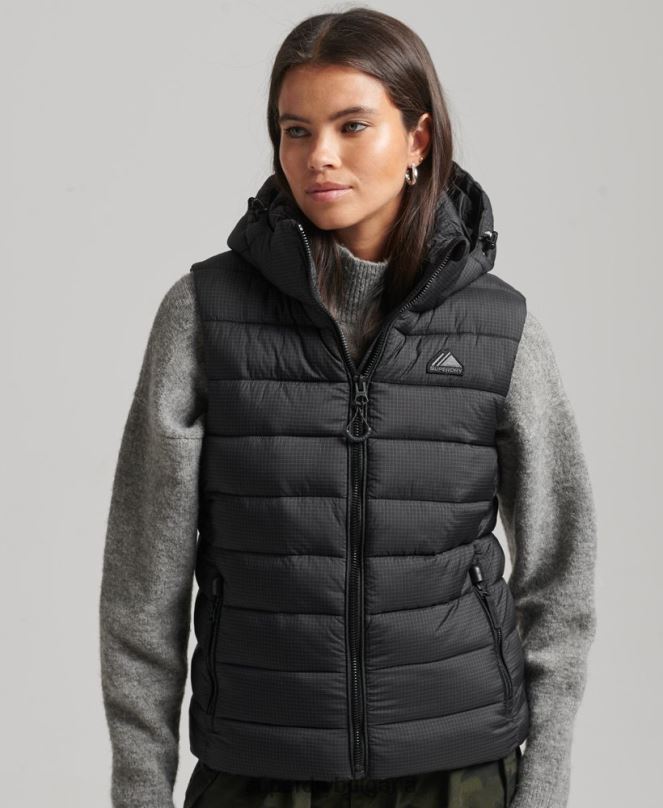 Superdry облекло N00H3753 черен Жени класически подплатен жилет с качулка