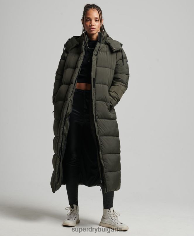 Superdry облекло N00H3755 зелено Жени пухено яке с парагади ripstop