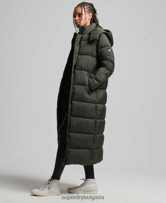 Superdry облекло N00H3755 зелено Жени пухено яке с парагади ripstop