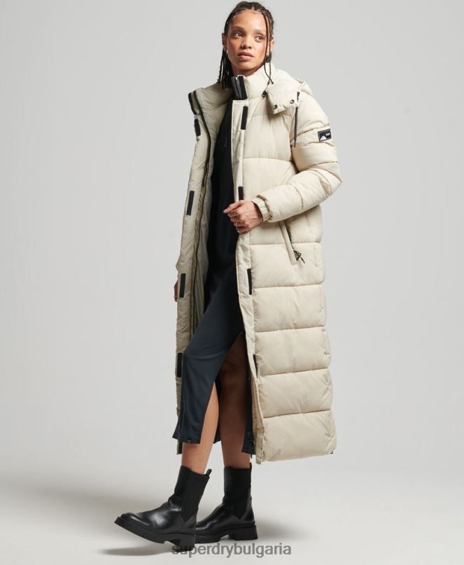 Superdry облекло N00H3756 бежово Жени пухено яке с парагади ripstop