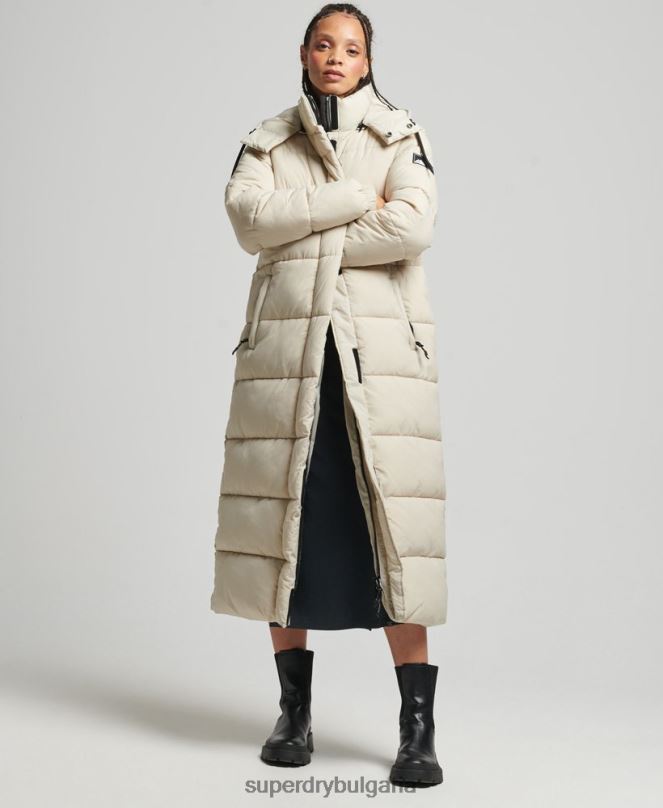Superdry облекло N00H3756 бежово Жени пухено яке с парагади ripstop