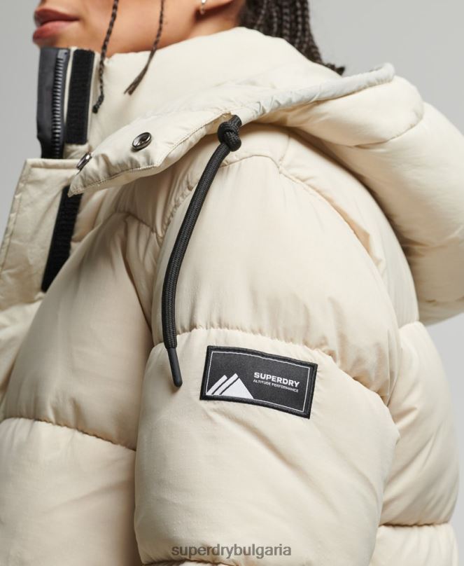 Superdry облекло N00H3756 бежово Жени пухено яке с парагади ripstop
