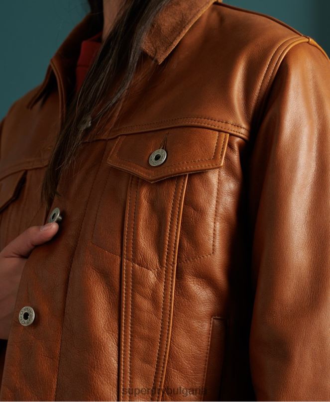 Superdry облекло N00H3757 тен Жени ограничено издание сухо кожено яке
