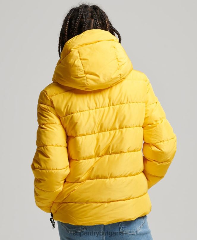 Superdry облекло N00H3758 жълто Жени спортно пухено яке с качулка