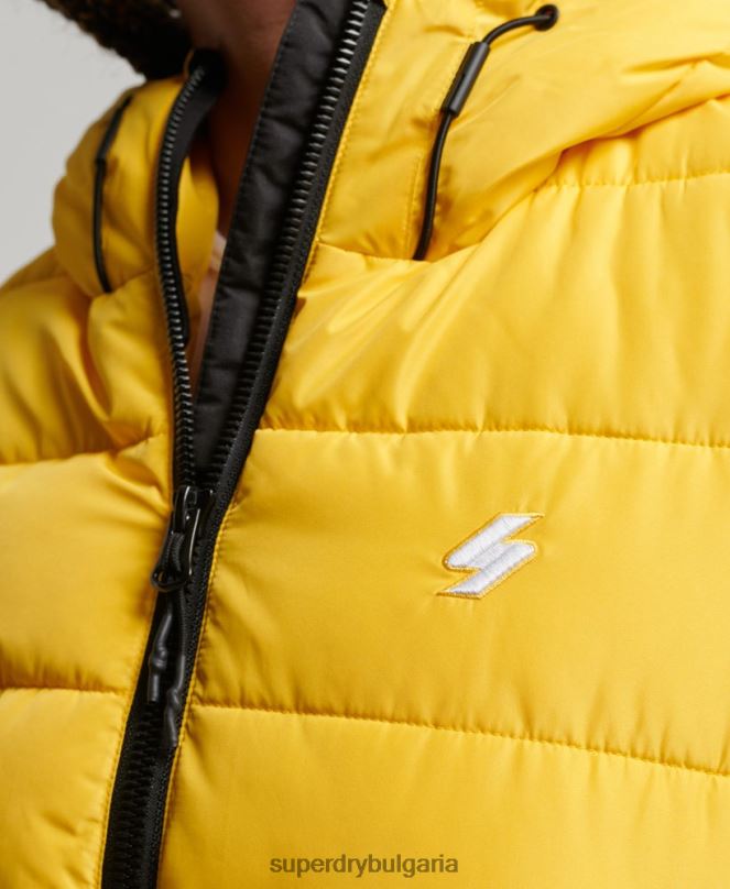 Superdry облекло N00H3758 жълто Жени спортно пухено яке с качулка