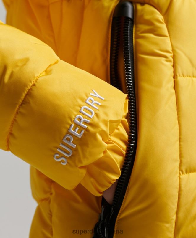Superdry облекло N00H3758 жълто Жени спортно пухено яке с качулка