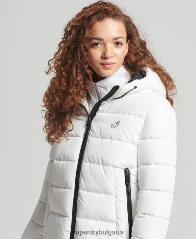 Superdry облекло N00H3759 бяло Жени спортно пухено яке с качулка