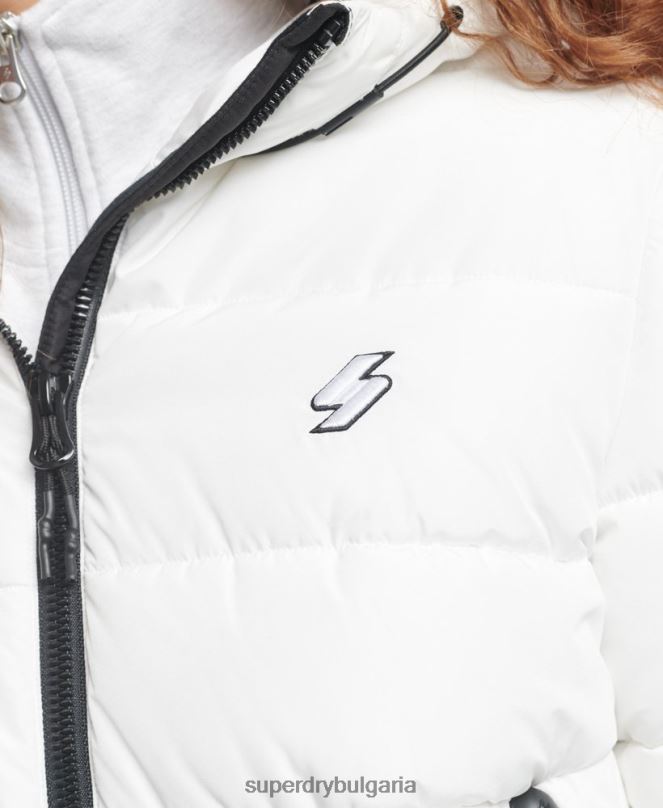 Superdry облекло N00H3759 бяло Жени спортно пухено яке с качулка