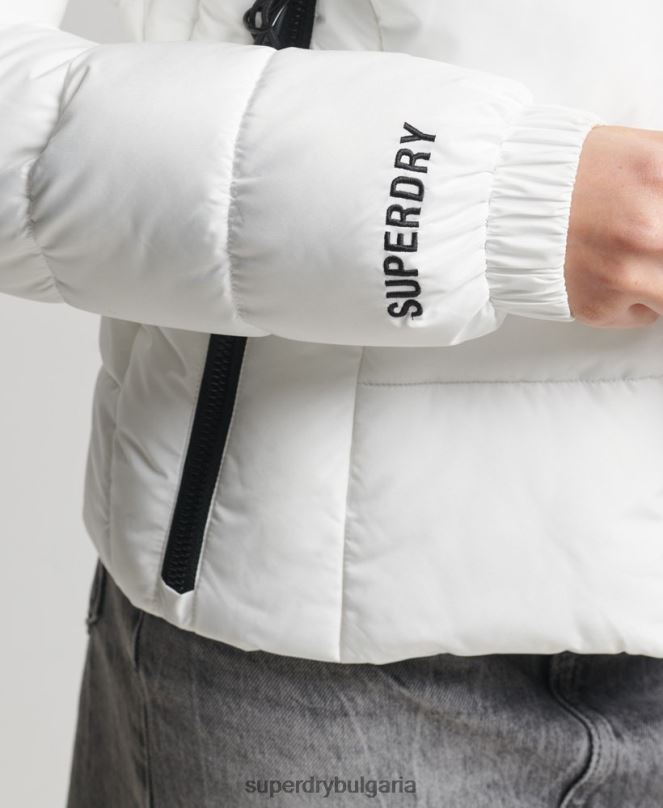 Superdry облекло N00H3759 бяло Жени спортно пухено яке с качулка