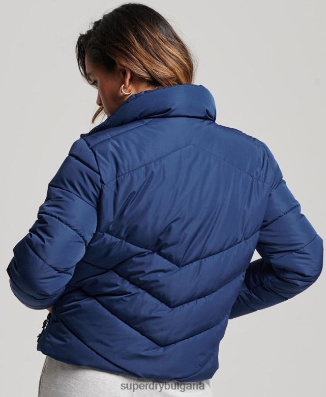 Superdry облекло N00H3760 военноморски флот Жени спортно пухено яке без качулка