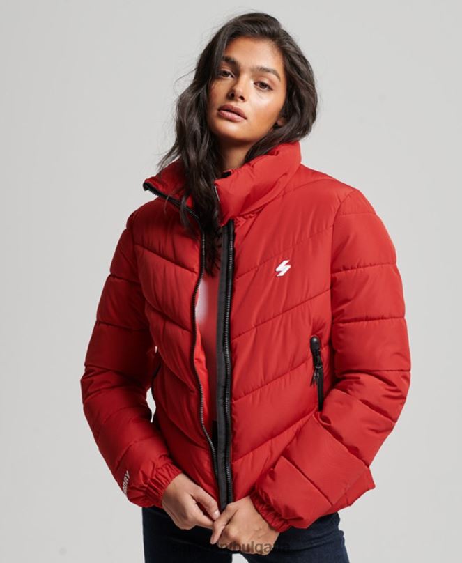 Superdry облекло N00H3761 червен Жени спортно пухено яке без качулка