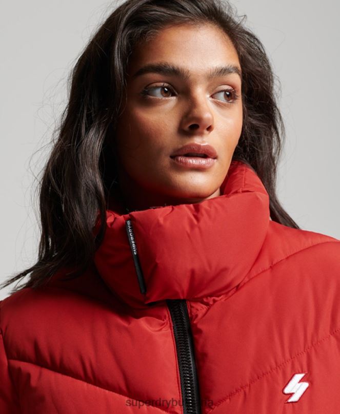 Superdry облекло N00H3761 червен Жени спортно пухено яке без качулка