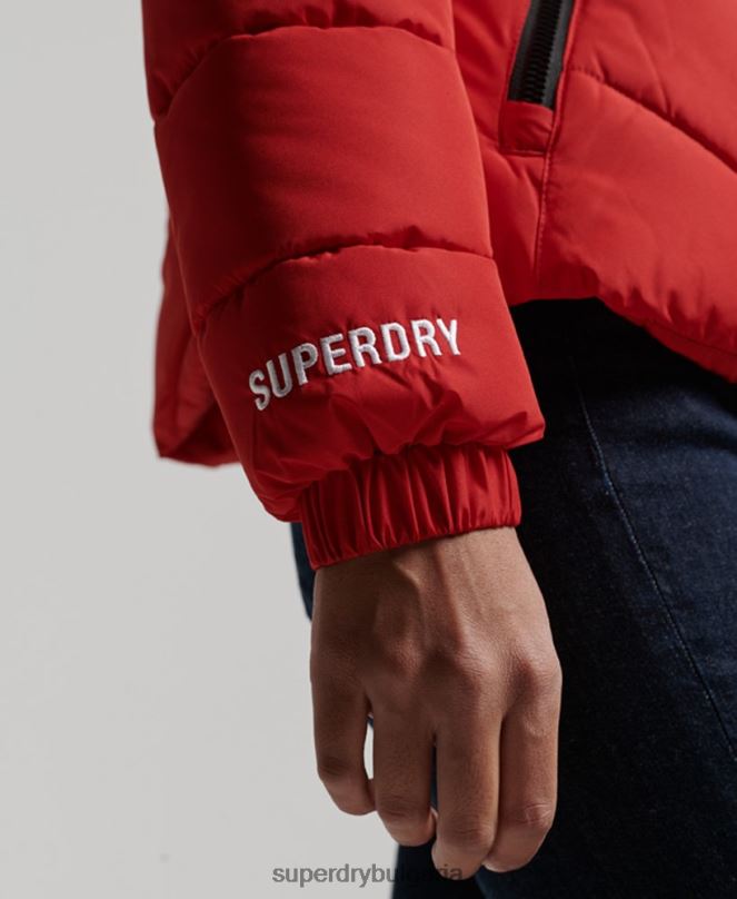 Superdry облекло N00H3761 червен Жени спортно пухено яке без качулка
