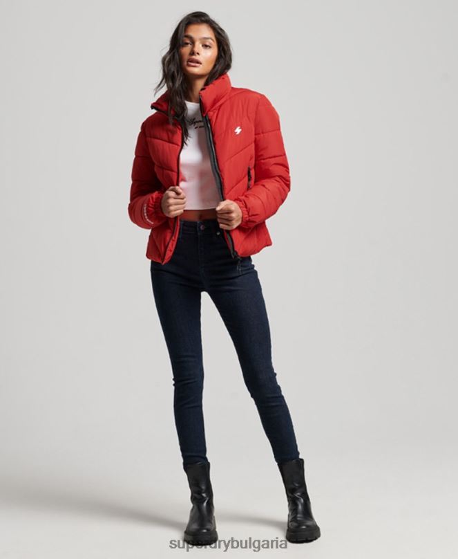 Superdry облекло N00H3761 червен Жени спортно пухено яке без качулка