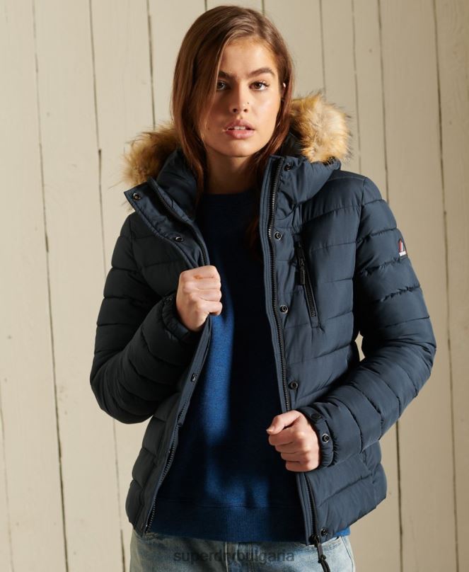 Superdry облекло N00H3767 военноморски флот Жени класическо фуджи яке от изкуствена кожа