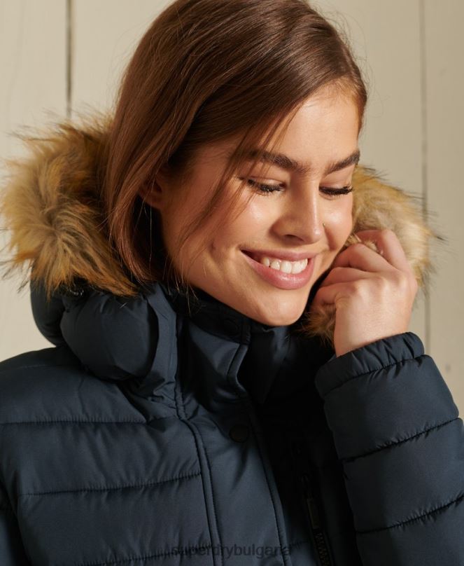 Superdry облекло N00H3767 военноморски флот Жени класическо фуджи яке от изкуствена кожа