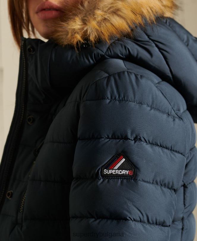 Superdry облекло N00H3767 военноморски флот Жени класическо фуджи яке от изкуствена кожа