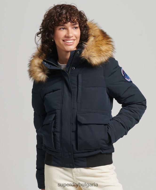 Superdry облекло N00H3769 военноморски флот Жени бомбър яке Everest