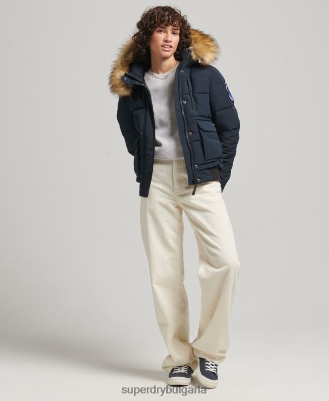 Superdry облекло N00H3769 военноморски флот Жени бомбър яке Everest
