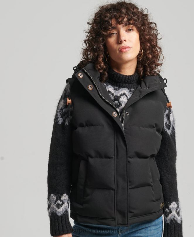 Superdry облекло N00H3783 черен Жени жилетка с качулка Everest