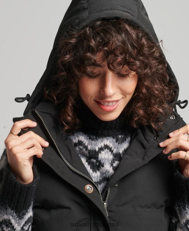 Superdry облекло N00H3783 черен Жени жилетка с качулка Everest
