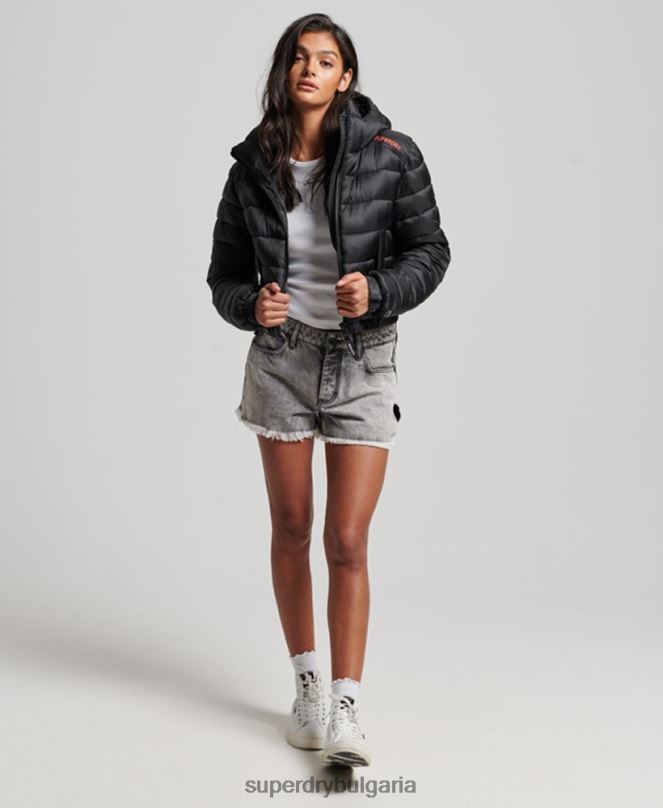 Superdry облекло N00H3787 черен Жени леко скъсено спортно яке с подплата