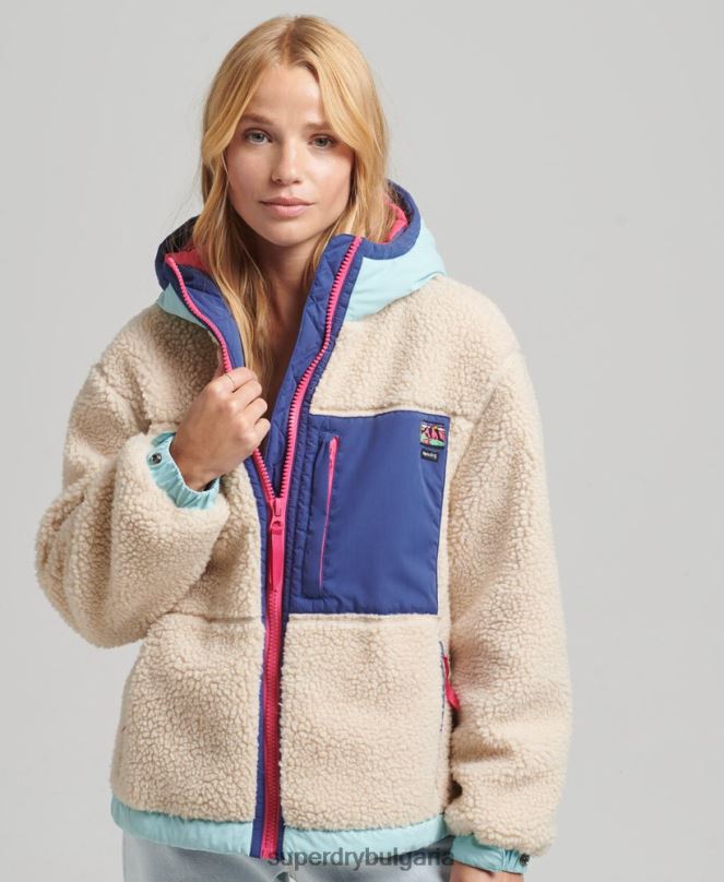 Superdry облекло N00H3788 сметана Жени яке шерпа с качулка