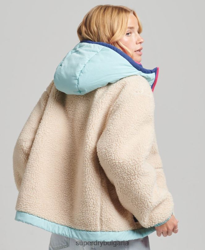 Superdry облекло N00H3788 сметана Жени яке шерпа с качулка