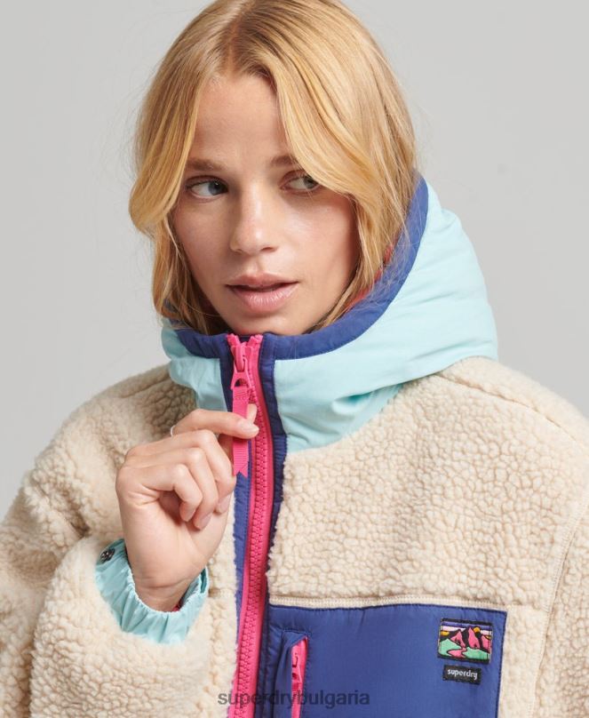 Superdry облекло N00H3788 сметана Жени яке шерпа с качулка