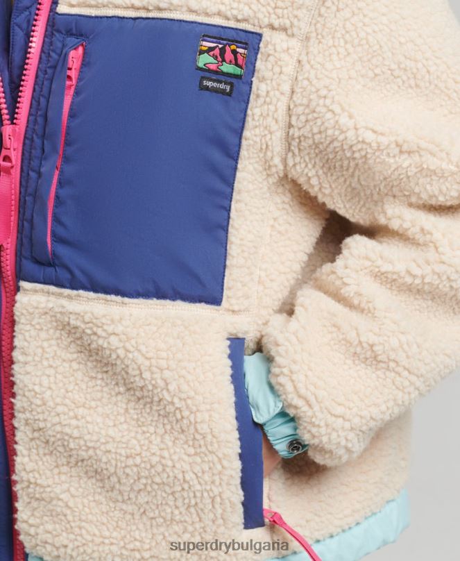 Superdry облекло N00H3788 сметана Жени яке шерпа с качулка