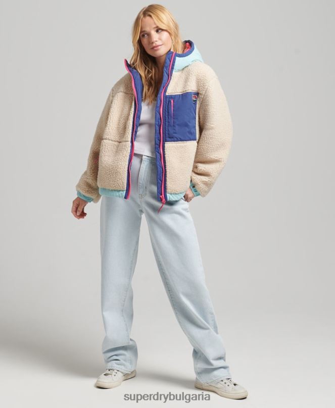Superdry облекло N00H3788 сметана Жени яке шерпа с качулка