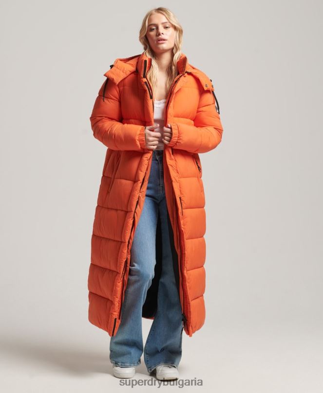 Superdry облекло N00H3789 оранжево Жени пухено яке с парагади ripstop