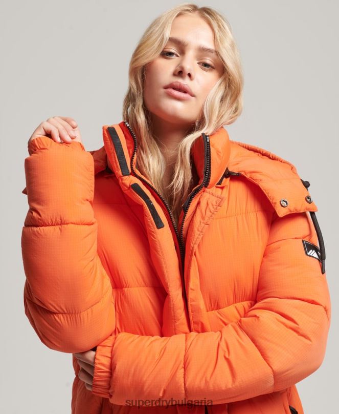 Superdry облекло N00H3789 оранжево Жени пухено яке с парагади ripstop