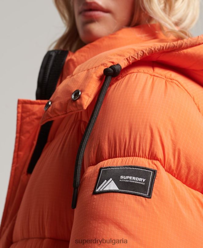 Superdry облекло N00H3789 оранжево Жени пухено яке с парагади ripstop