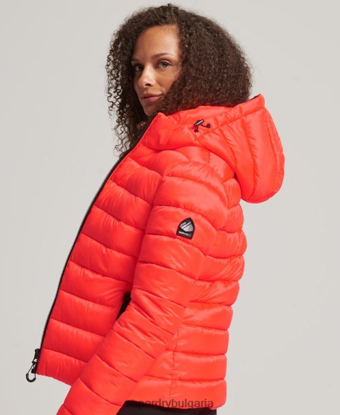 Superdry облекло N00H3790 корал Жени класическо пухено яке с качулка