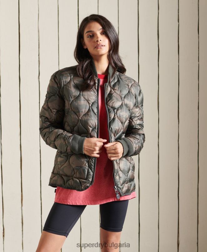 Superdry облекло N00H3792 зелено Жени голямо яке с подплата
