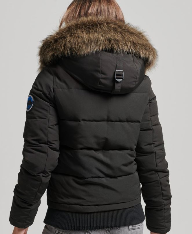 Superdry облекло N00H3795 тъмно сив Жени яке Everest с качулка и пуфър