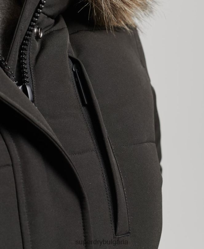 Superdry облекло N00H3795 тъмно сив Жени яке Everest с качулка и пуфър