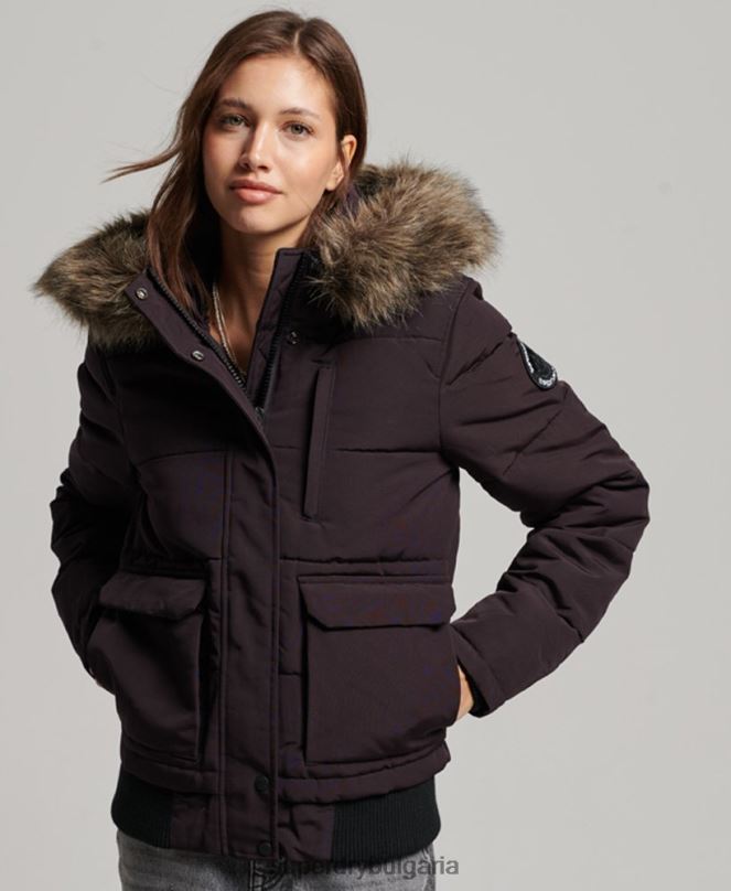 Superdry облекло N00H3796 лилаво Жени яке Everest с качулка и пуфър