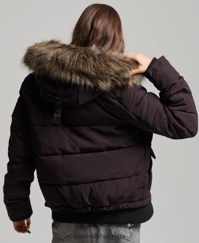 Superdry облекло N00H3796 лилаво Жени яке Everest с качулка и пуфър
