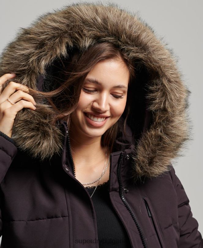 Superdry облекло N00H3796 лилаво Жени яке Everest с качулка и пуфър