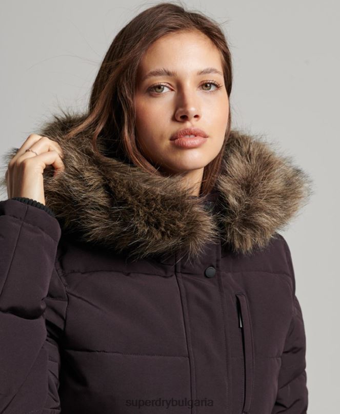 Superdry облекло N00H3796 лилаво Жени яке Everest с качулка и пуфър