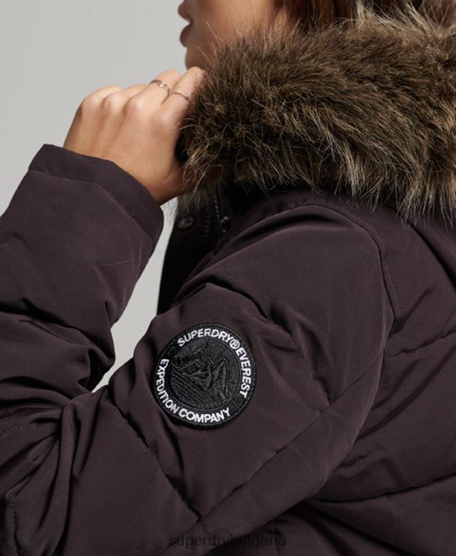 Superdry облекло N00H3796 лилаво Жени яке Everest с качулка и пуфър