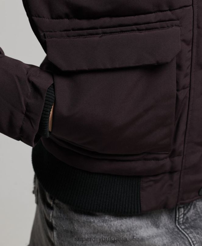 Superdry облекло N00H3796 лилаво Жени яке Everest с качулка и пуфър