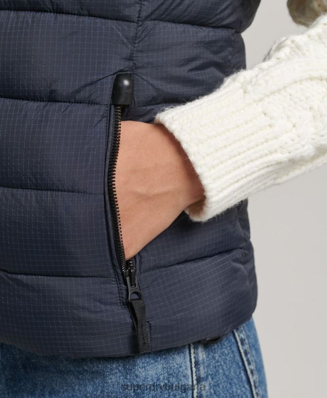 Superdry облекло N00H3797 военноморски флот Жени класически подплатен жилет с качулка
