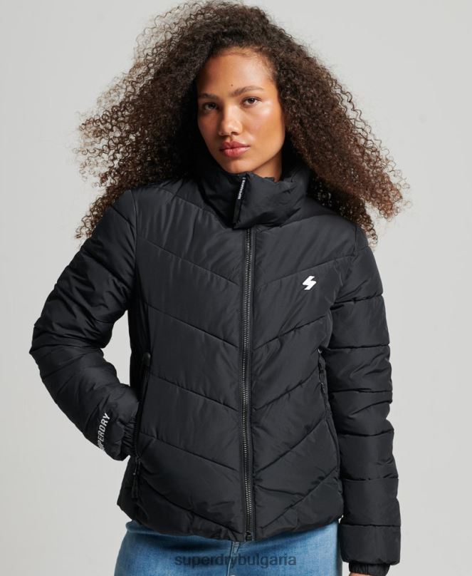 Superdry облекло N00H3800 черен Жени спортно пухено яке без качулка